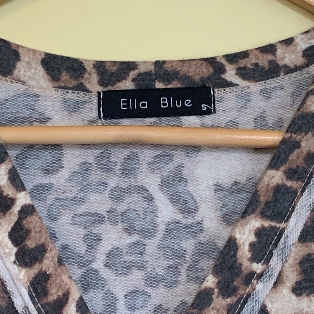 Ella Blue Leopard Relaxed Fit Loungewear Comfy Kimono One Piece Romper Shorts S - Picture 6 of 17